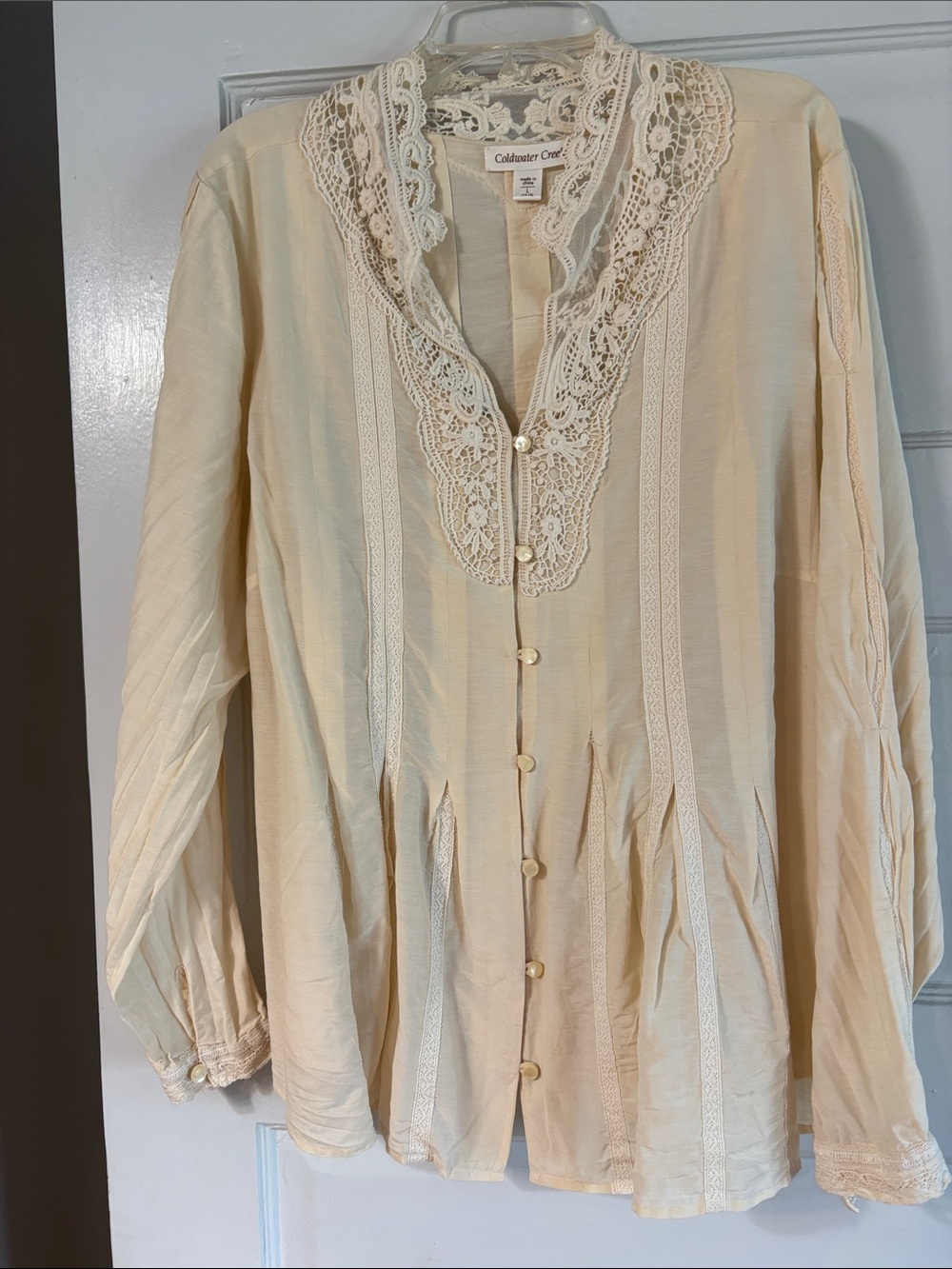 Coldwater Creek Ivory Lace-Trim Blouse